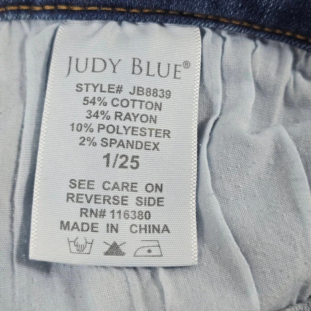 Judy Blue Skinny Fit‎ Distressed Frayed Hem Jeans Medium Wash Women's Size 1/25